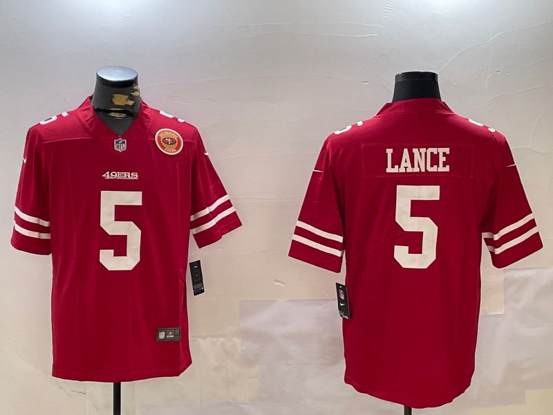 Men San Francisco 49ers 5 Lance Red Second generation 2024 Nike Limited NFL Jersey style 11